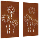 udendørs vægdekoration 2 dele 105x55 cm blomster cortenstål