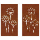 udendørs vægdekoration 2 dele 105x55 cm blomster cortenstål