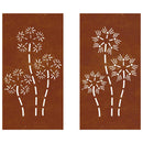 udendørs vægdekoration 2 dele 105x55 cm blomster cortenstål