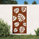 udendørs vægdekoration 105x55 cm bladdesign cortenstål