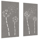 udendørs vægdekoration 2 dele 105x55 cm blomster cortenstål