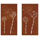 udendørs vægdekoration 2 dele 105x55 cm blomster cortenstål