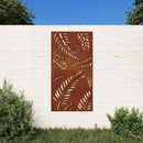 udendørs vægdekoration 105x55 cm bladdesign cortenstål