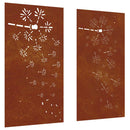 udendørs vægdekoration 2 dele 105x55 cm blomster cortenstål