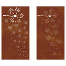 udendørs vægdekoration 2 dele 105x55 cm blomster cortenstål