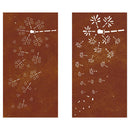 udendørs vægdekoration 2 dele 105x55 cm blomster cortenstål