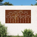 udendørs vægdekoration 105x55 cm blomsterdesign cortenstål