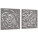 udendørs vægdekoration 2 dele 55x55 cm rosedesign cortenstål
