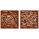 udendørs vægdekoration 2 dele 55x55 cm rosedesign cortenstål