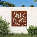 udendørs vægdekoration 55x55 cm græsdesign cortenstål
