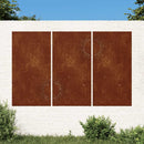 udendørs vægdekoration 3 dele 105x55 cm soldesign cortenstål