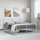 sengeramme med sengegavl og fodgærde 150x200 cm metal hvid
