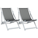 foldbare strandstole 2 stk. aluminium og textilene grå
