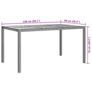 Havemøbel Bord Grå 150 x 90 x 75 cm polyrattan
