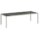 havebord 250x100x75 cm polyrattan og hærdet glas hvid