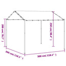 pavillon 3x3 m stål og stof antracitgrå