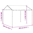 Pavillon 4 x 4 x 2,6 m Hvid Stål og Polyester 180 gsm