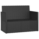 havebænk med hynder 105 cm polyrattan sort
