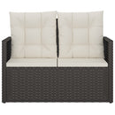 havebænk med hynder 105 cm polyrattan sort