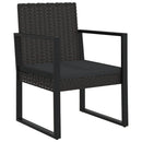 havestol med hynde polyrattan sort