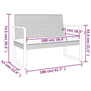 havebænk med hynder 106 cm polyrattan sort