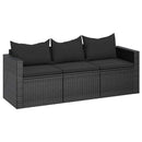 3-personers havesofa med hynder polyrattan sort