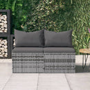 midtermoduler til havesofa 2 stk. med hynder polyrattan grå