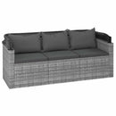 3-personers havesofa med tag og fodskammel polyrattan grå