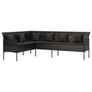 L-formet havesofa med hynder polyrattan sort