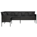 L-formet havesofa med hynder polyrattan sort