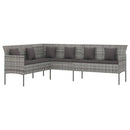 L-formet havesofa med hynder polyrattan grå