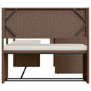 havesofa med bord og hynder L-formet polyrattan brun