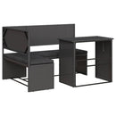 havesofa med bord og hynder L-formet polyrattan sort