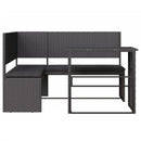 havesofa med bord og hynder L-formet polyrattan sort