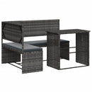 havesofa med bord og hynder L-formet polyrattan grå