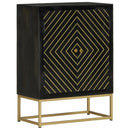 skænk med 2 låger 55x30x75 cm massivt genbrugstræ sort og guld
