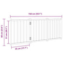 hundelåge 3 paneler 150 cm foldbar massivt gran sort