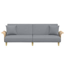 sovesofa med armlæn stof lysegrå