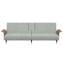 sovesofa med kopholdere velour lysegrå