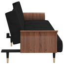 sovesofa med kopholdere velour sort