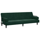 sovesofa med armlæn velour mørkegrøn