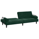 sovesofa med armlæn velour mørkegrøn