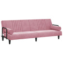 sovesofa med armlæn velour lyserød