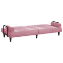 sovesofa med armlæn velour lyserød