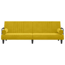 sovesofa med armlæn velour gul