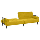 sovesofa med armlæn velour gul