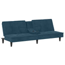 sovesofa med kopholdere velour blå