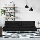 sovesofa med kopholdere kunstlæder sort