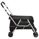 foldbar hundeklapvogn 100x49x96 cm linned sort