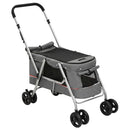 foldbar hundeklapvogn 100x49x96 cm linned grå